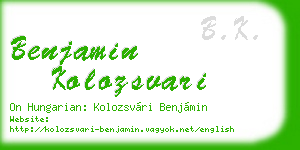 benjamin kolozsvari business card